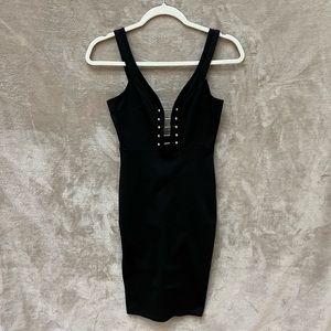 CHARLOTTE RUSSE Black Pin-Detail Mini Dress
